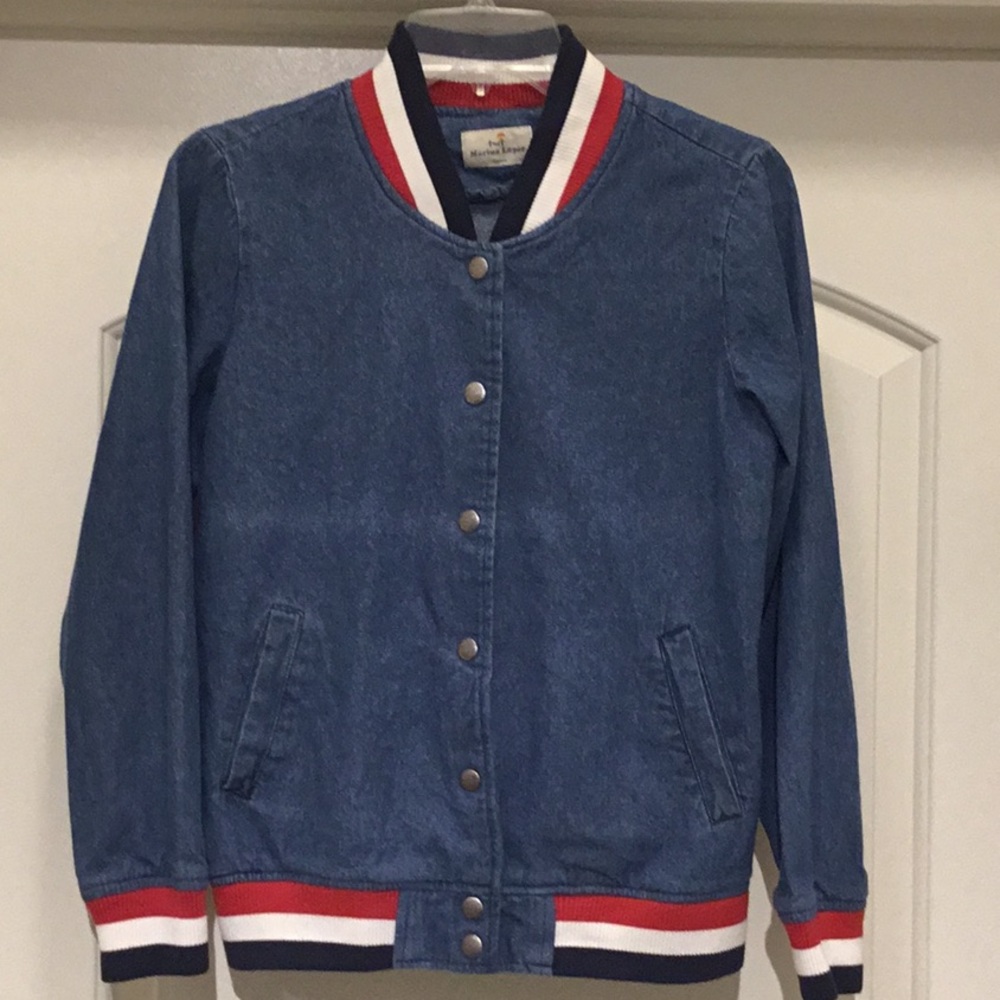 Marine Layer Denim Jacket with Striped Collar